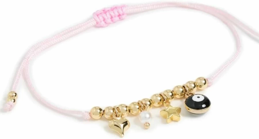Alexa Leigh Women's Adjustable Pink String Bracelet with Charm - Stylish Stackable Friendship Jewelry Gift