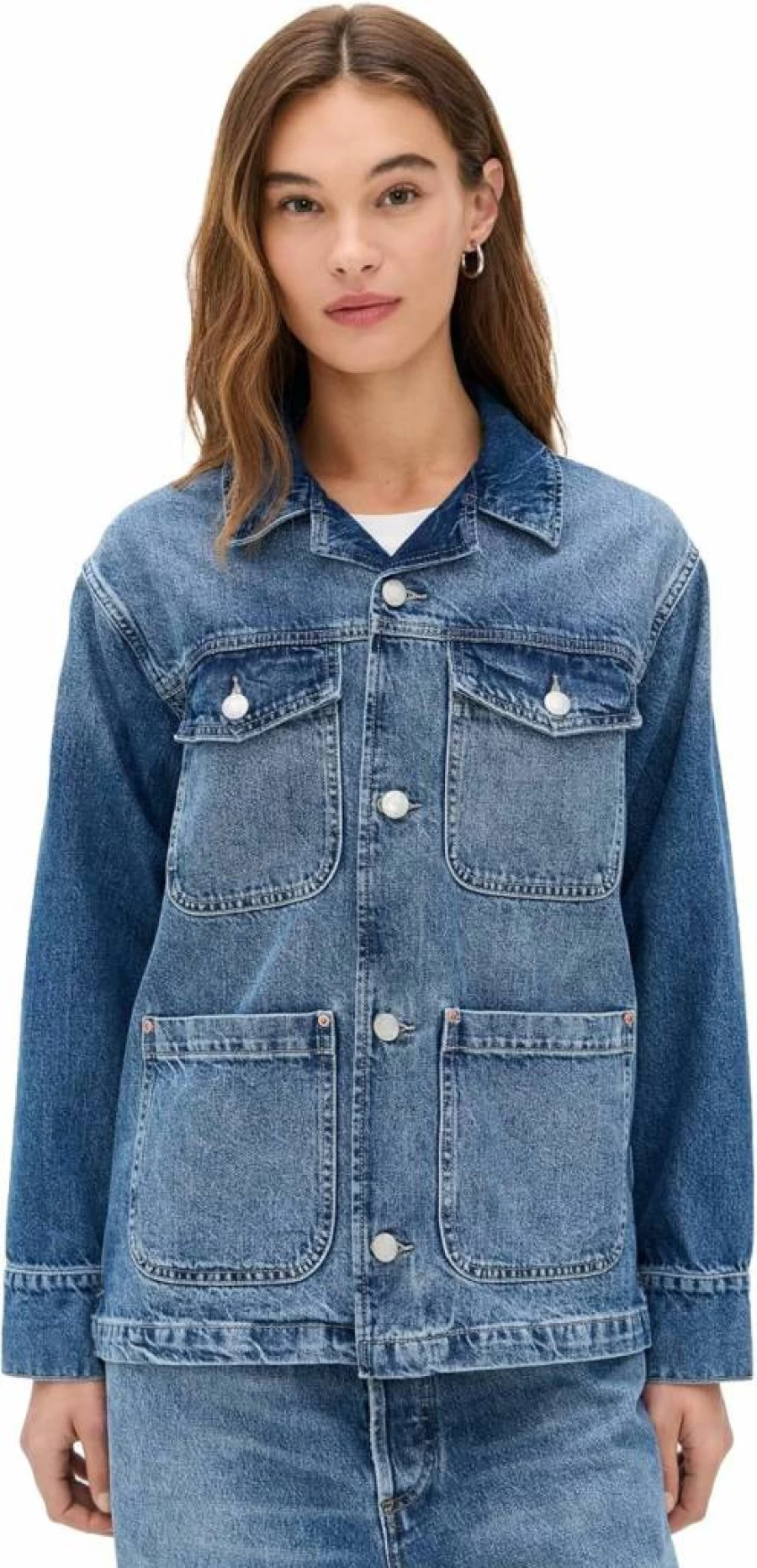 DL1961 Women's Montauk Denim Jacket - Classic Blue Stretch Jean Jacket