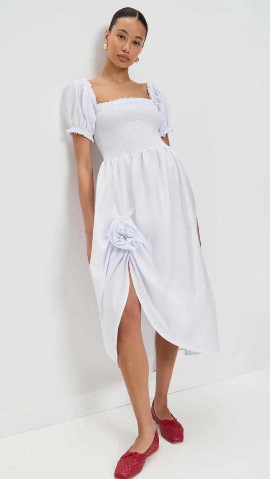 Sleeper Women's Brigitte Cotton Dress with Rose Embroidery - Boho Chic Summer Dress