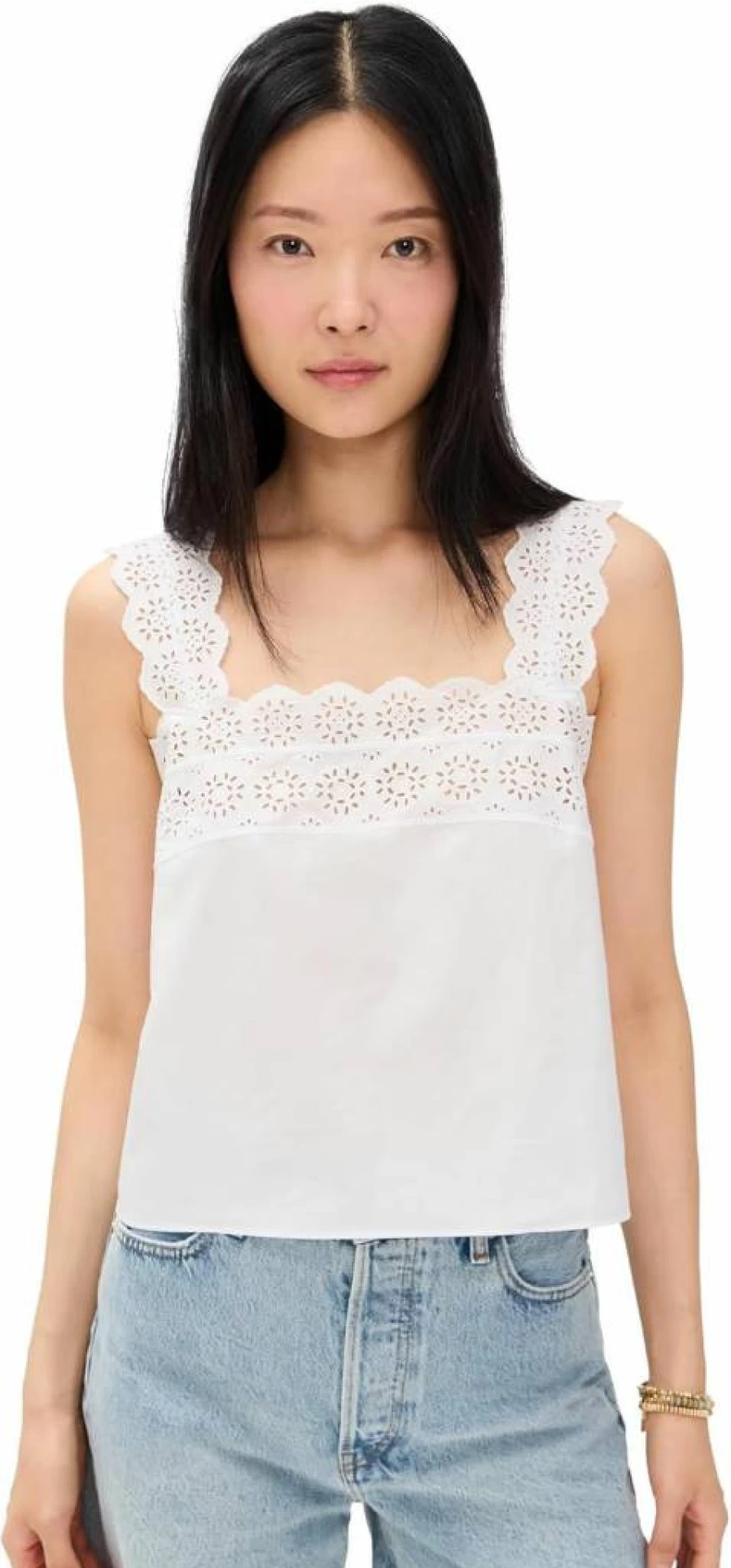 FRAME Women's The Eyelet Tank Top - Stylish Casual Feminine Blouse