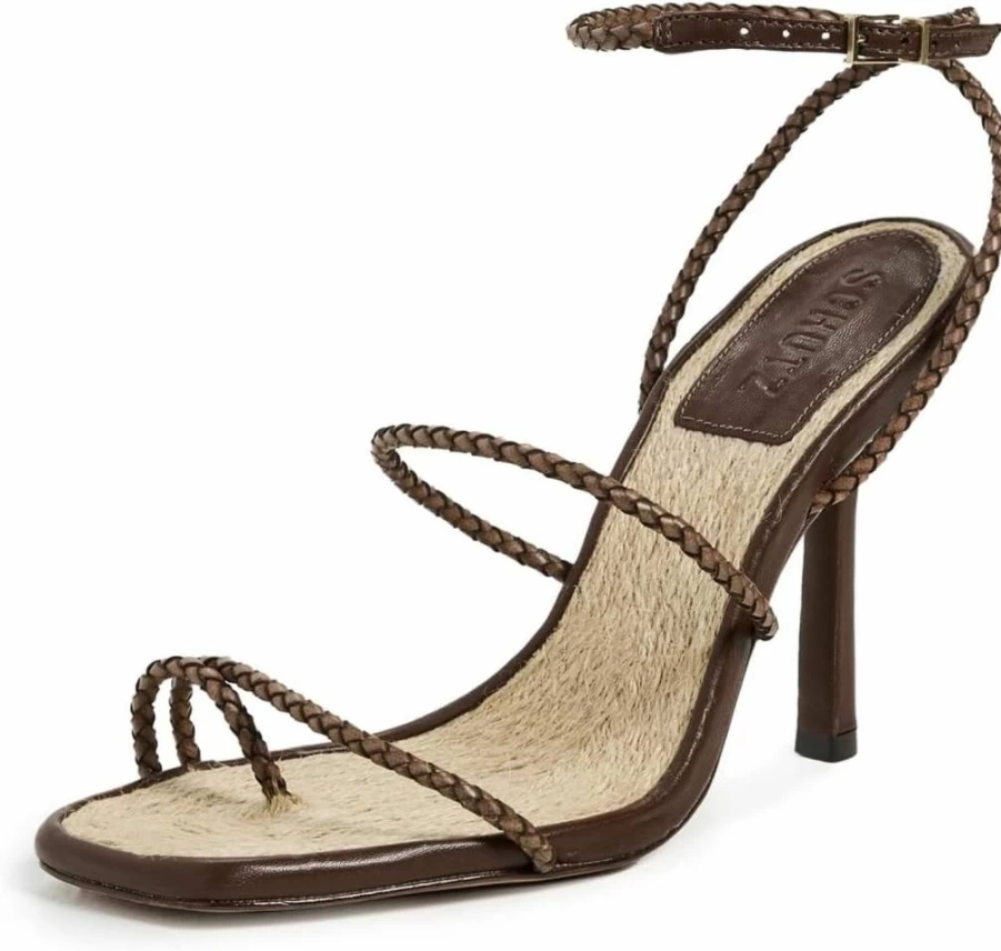 SCHUTZ Kaya Straw Heeled Sandals for Women - Summer Wedge Espadrille Beach Shoes