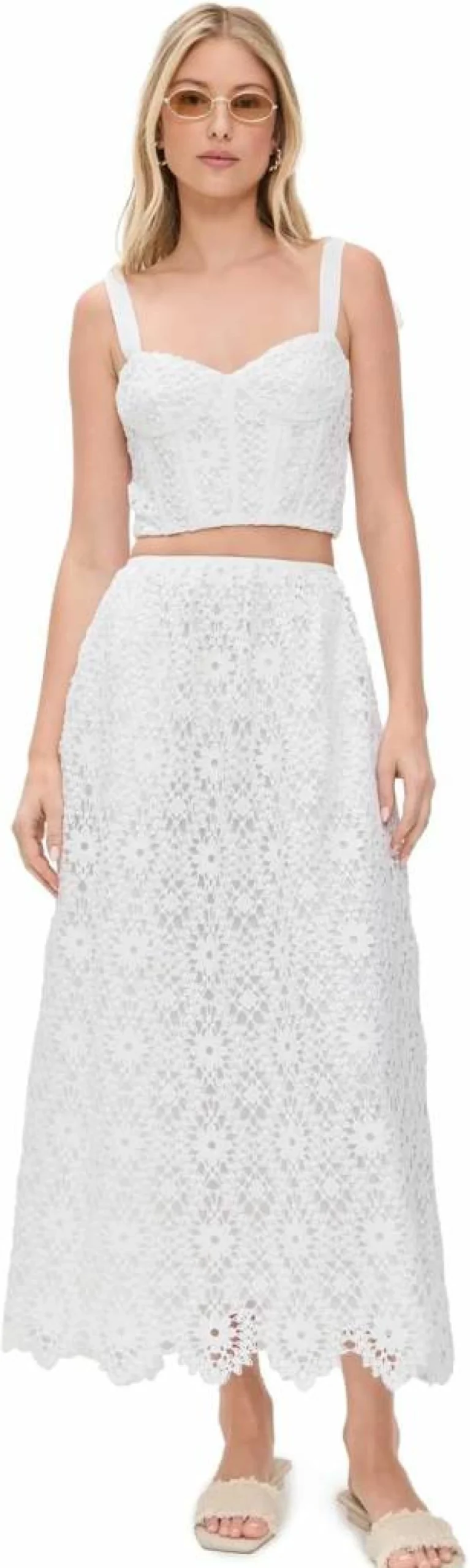 Saylor Women's Embroidered Rella Skirt Set - Floral Stitched Summer Outfit