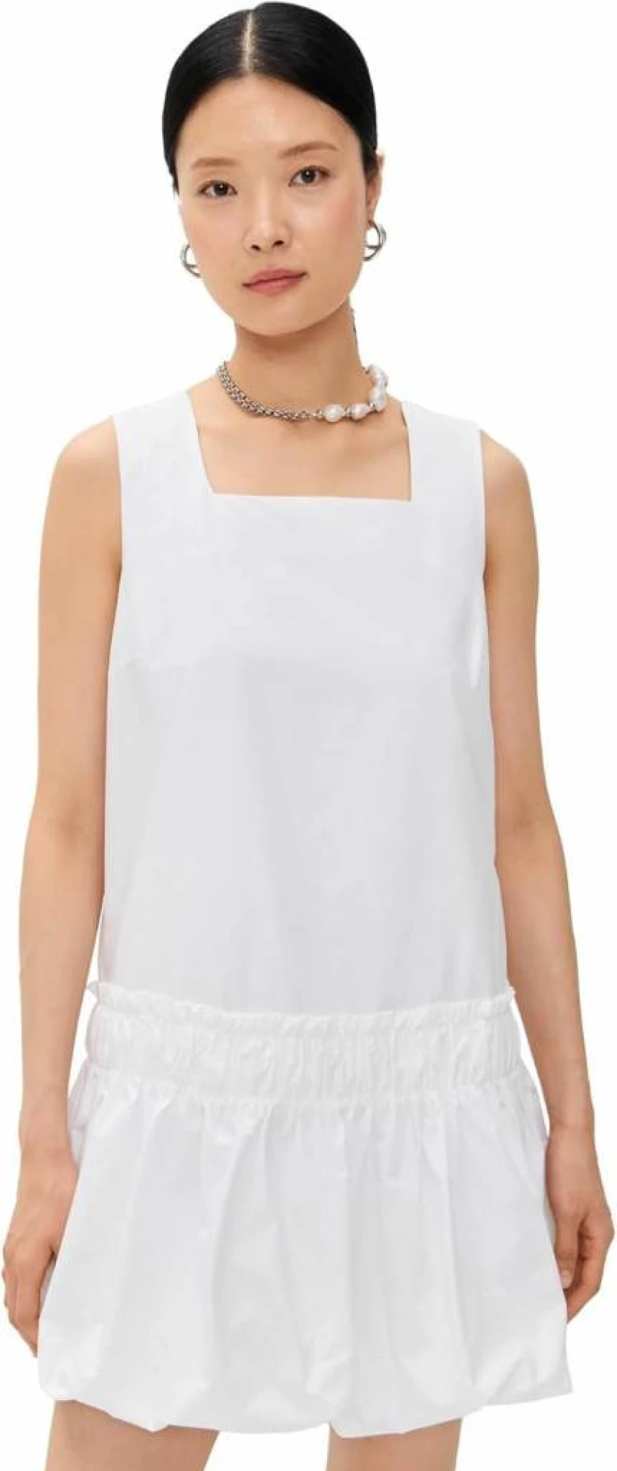 English Factory Women's Elegant Shirred Sleeveless Summer Dress - Flowy Casual Chic