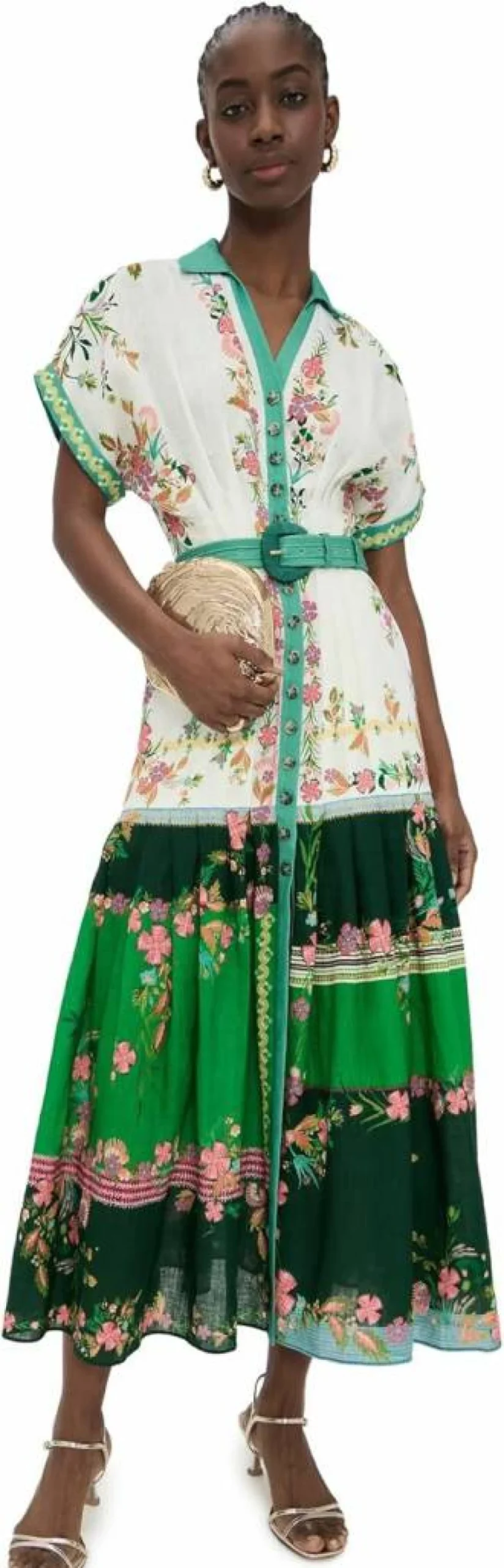 SALONI Women's Riya Dress - Elegant Floral Printed Midi Dress for Women