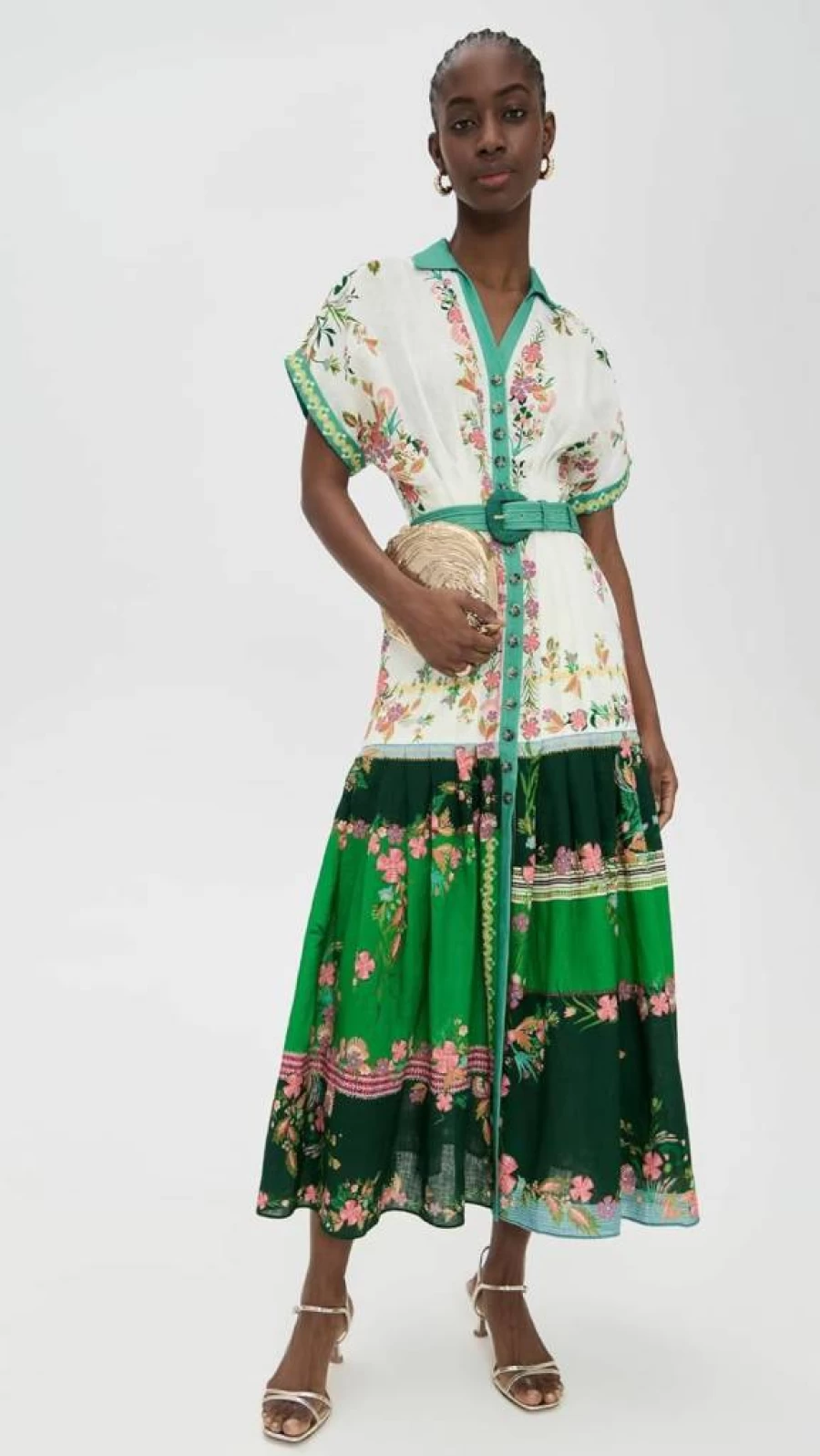 SALONI Women's Riya Dress - Elegant Floral Printed Midi Dress for Women