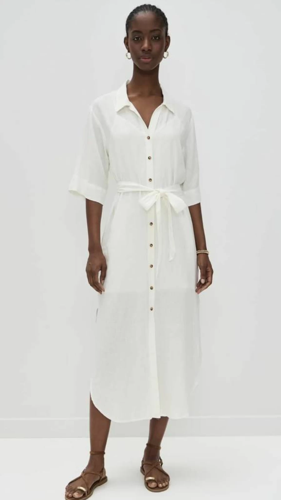 Z SUPPLY Women's Brise Linen Midi Dress - Breathable Summer Casual Dress