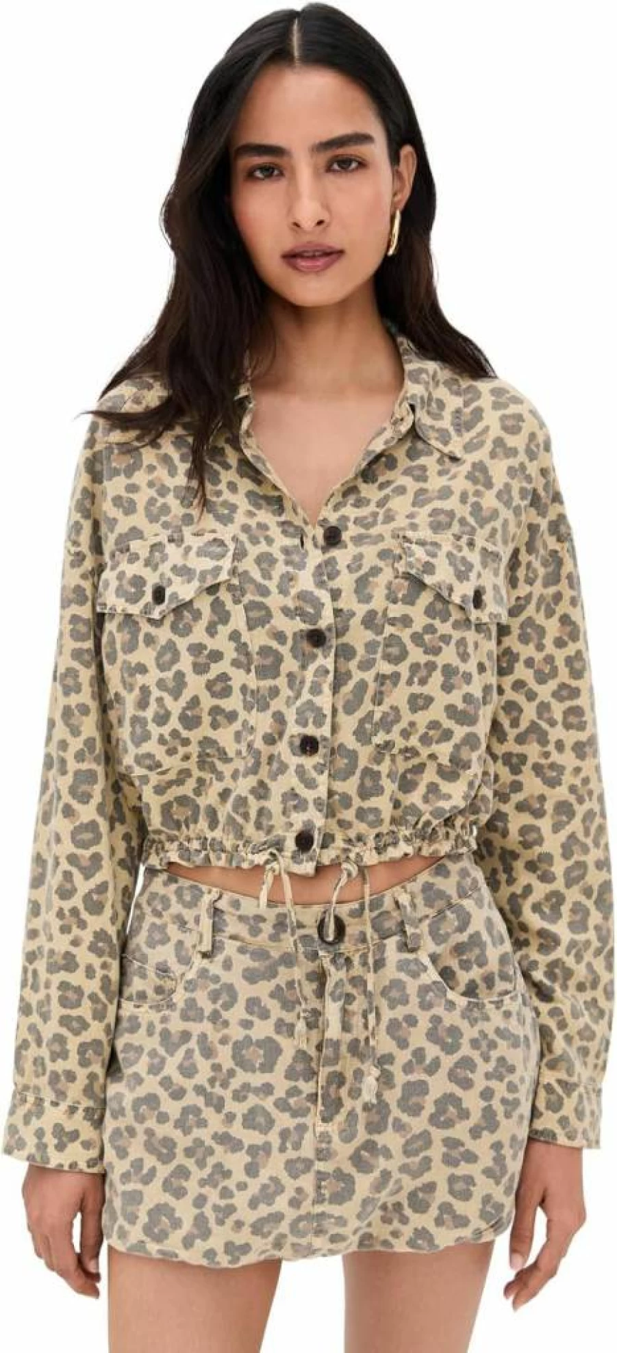 BLANKNYC Women's Lightweight Leopard Print Shirt Jacket - Wild Short Sleeve Overshirt