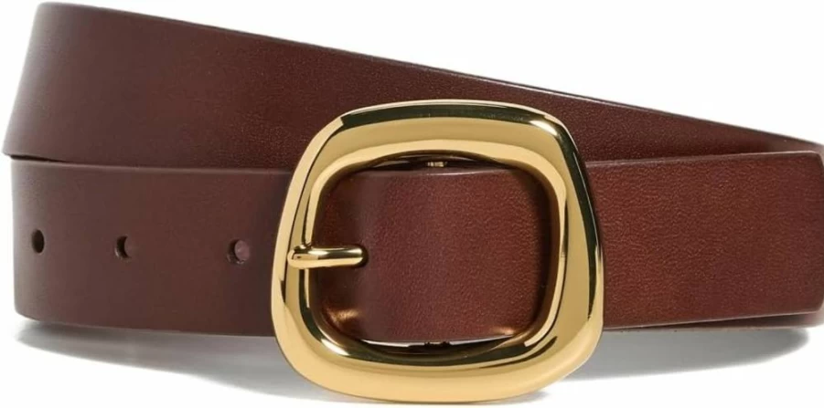 Madewell Women's Puffy Leather Belt with Buckle Detail - Stylish Adjustable Waist Belt for Women
