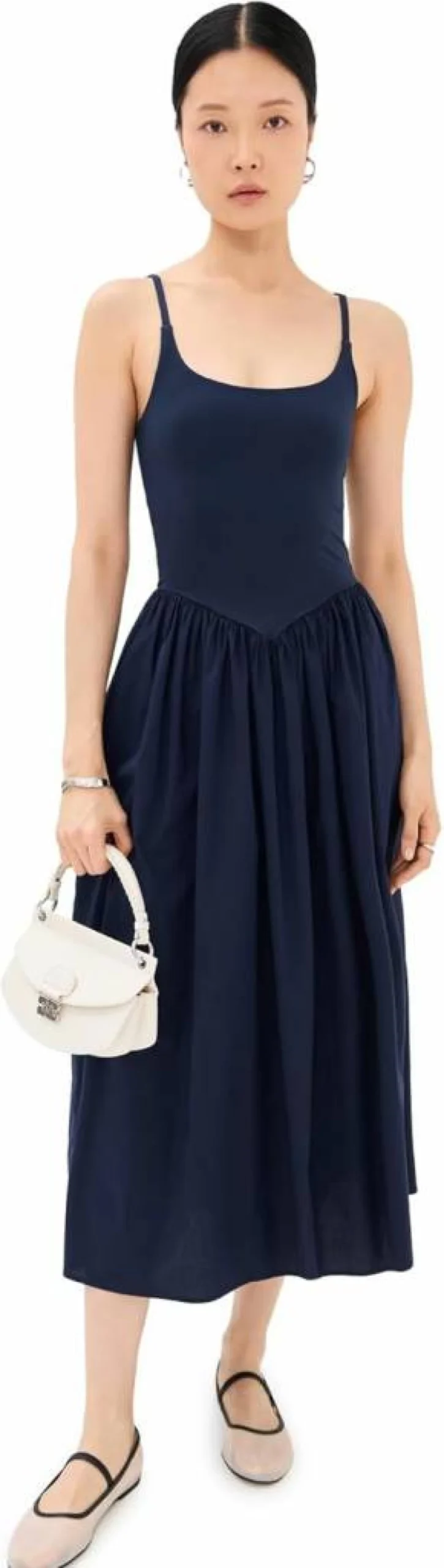 LE BOP Women's Alix Mixed Fabric Sleeveless Summer Tank Dress